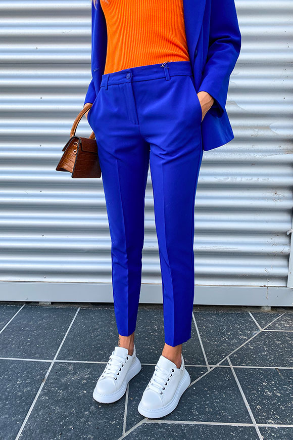 Dixie - Royal blue cigarette trousers in technical fabric