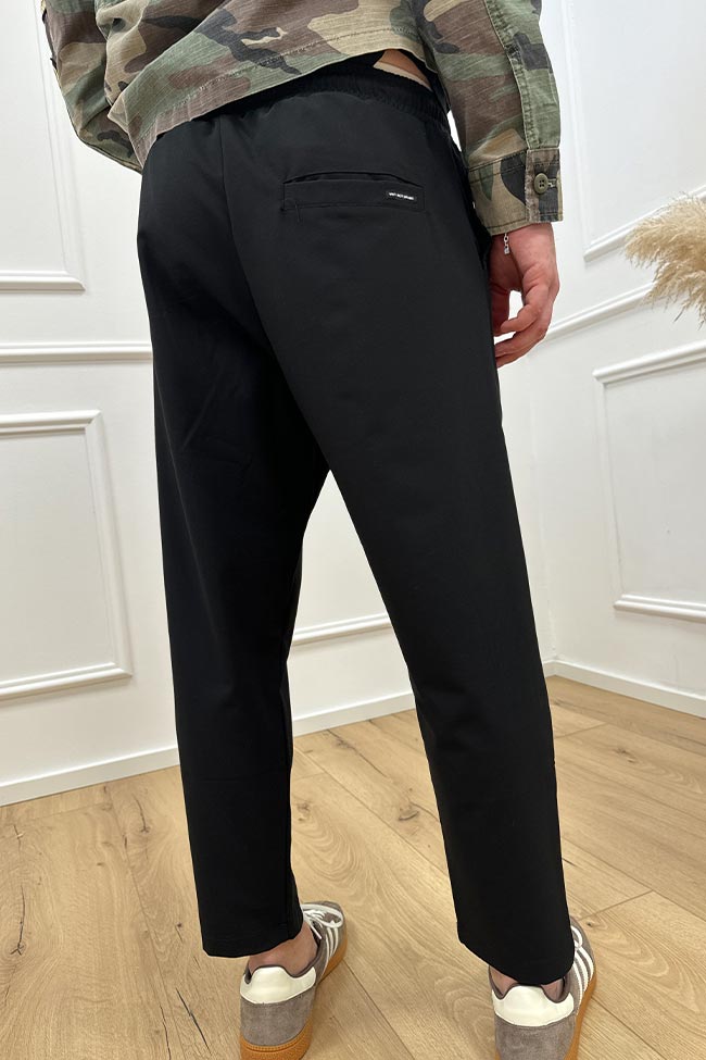 Why not brand - Pantaloni neri con elastico e lacci in corda