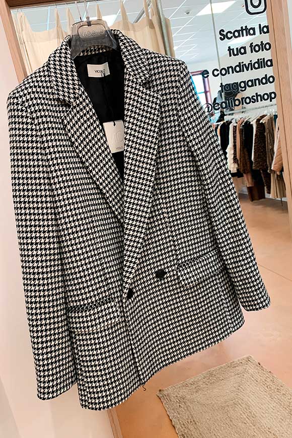 Vicolo - Black and white houndstooth double-breasted jacket