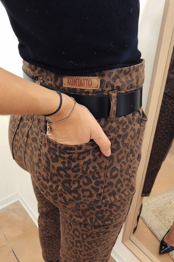 Kontatto - High-waisted leopard jeans