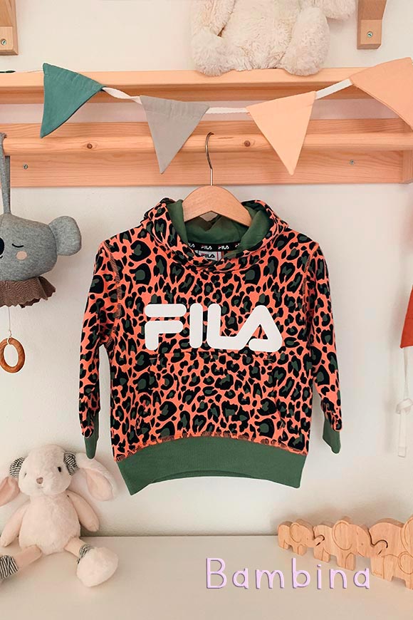 Fila - Leopard print sweatshirt with logo and hood Child
