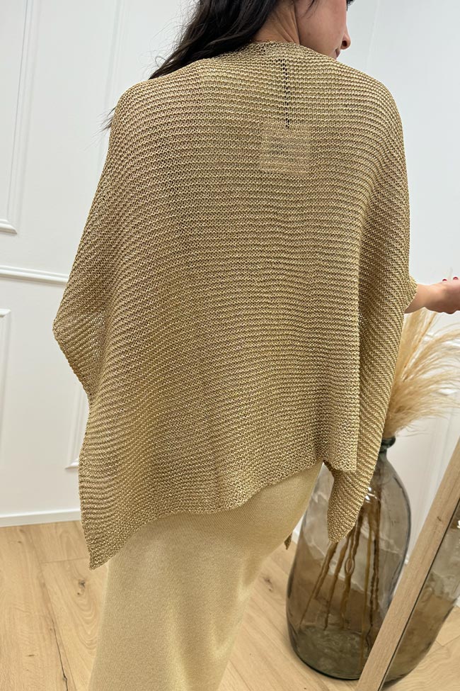 Vicolo - Scialle in maglia inglese con filato lurex oro