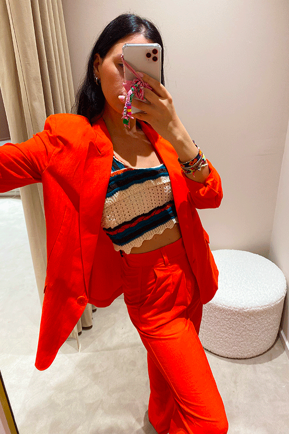 Vicolo - Pantalone palazzo arancio in lino