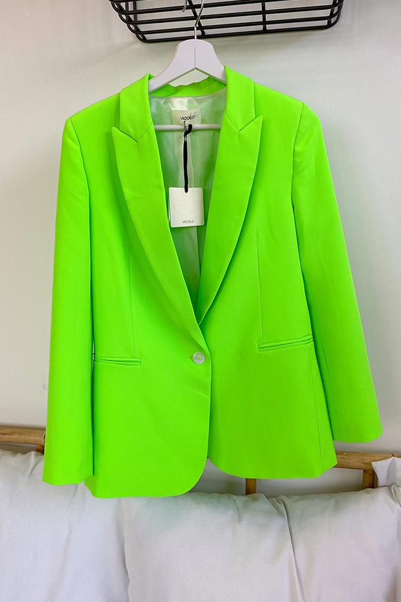 Vicolo - Fluo green single-breasted jacket in technical fabric
