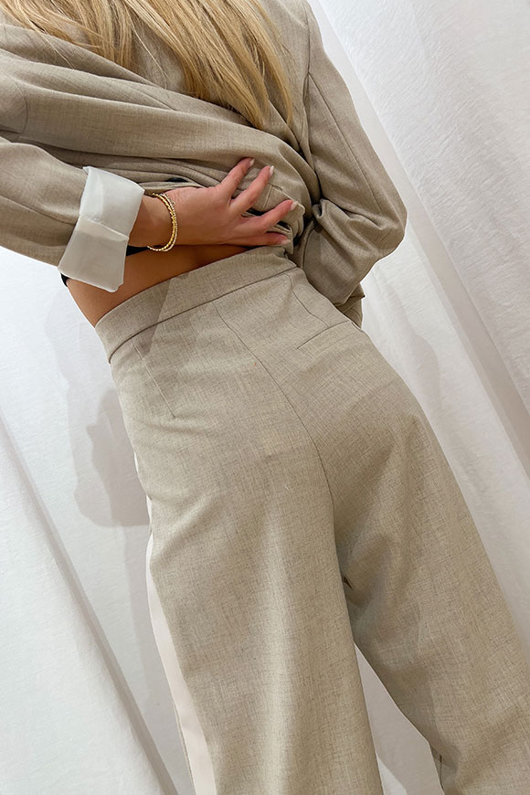 Haveone - Pantaloni maschili grigi pietra con profili burro