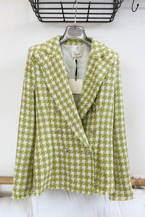 Vicolo - Apple green pied de poule tweed jacket