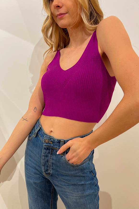 Kontatto - Ribbed orchid crop top