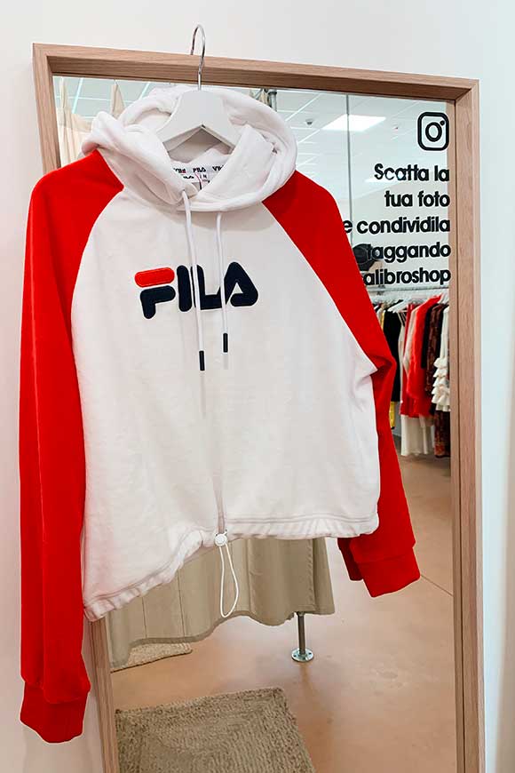 Fila - White and red velvet logo sweatshirt