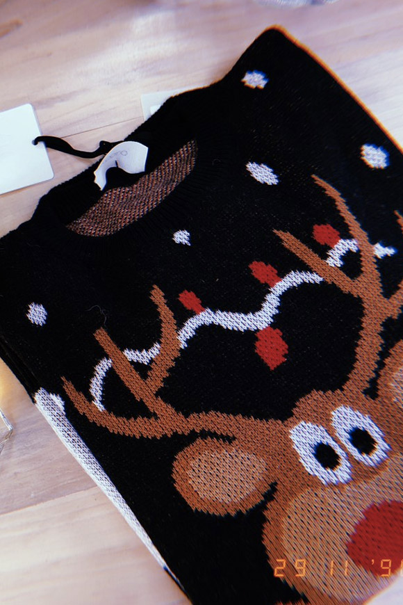 Vicolo - Christmas sweater with black reindeer