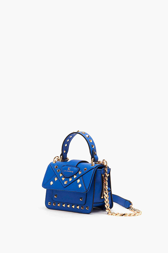 La Carrie - Mini Thunder blue bag with studs