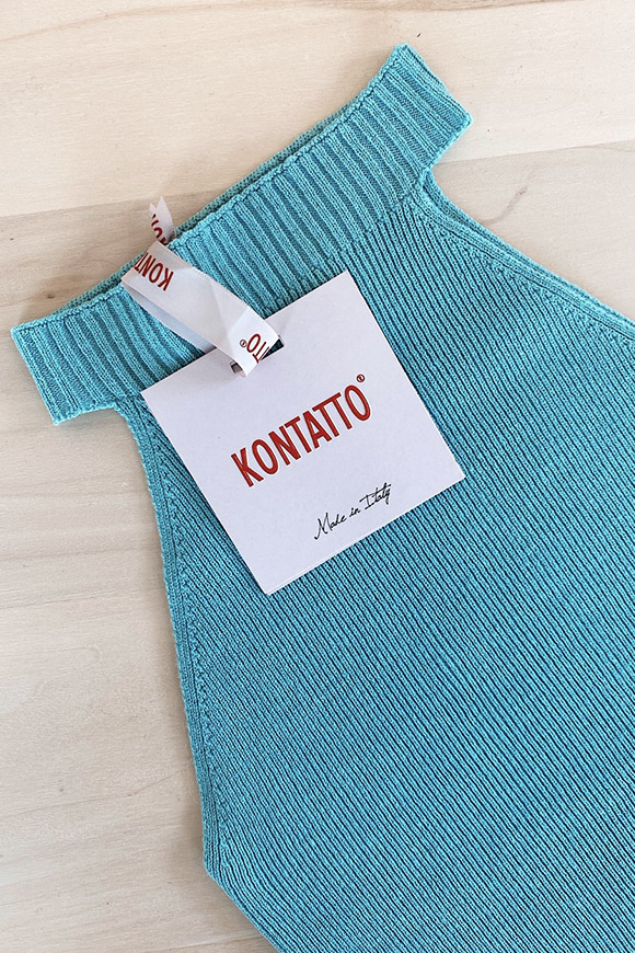 Kontatto - Ribbed teal American-style top