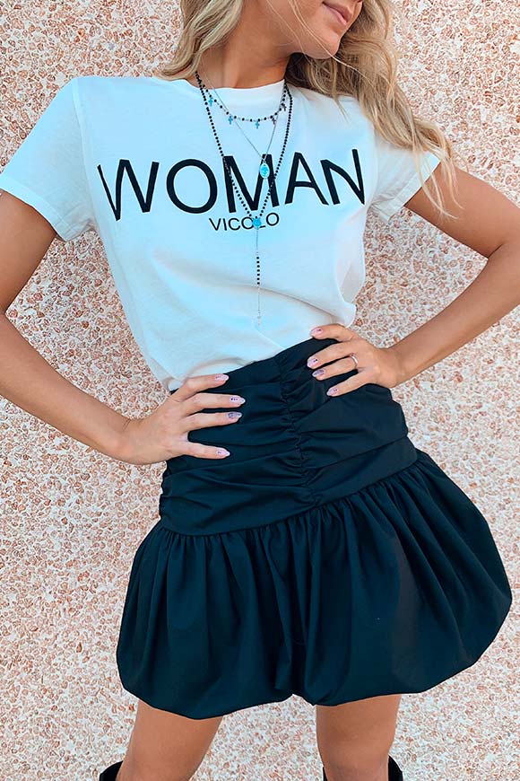 Vicolo - T shirt bianca stampa Woman nera