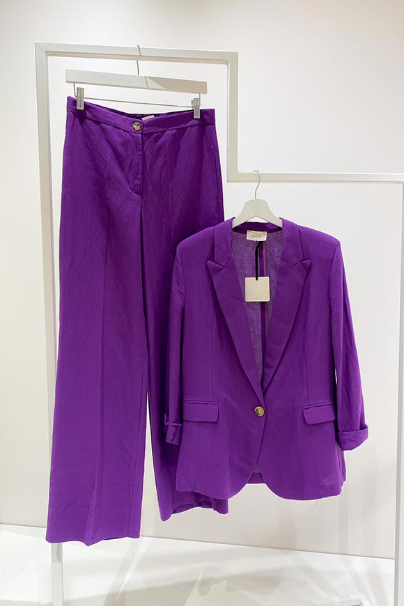 Vicolo - Purple palazzo trousers in linen