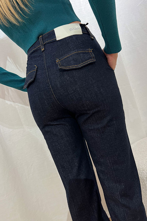 Vicolo - Jeans zampetta e tasca america lavaggio scuro