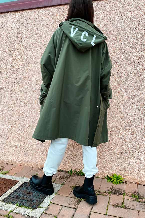 Vicolo - Military green parka with "VCL" logo on the hood