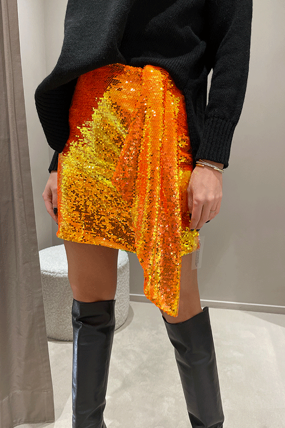 Glamorous - Gonna in paillettes arancio con fusciacca