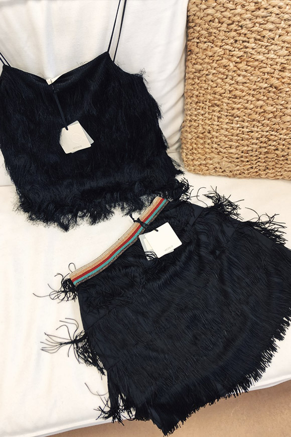 Vicolo - Black top with fringes