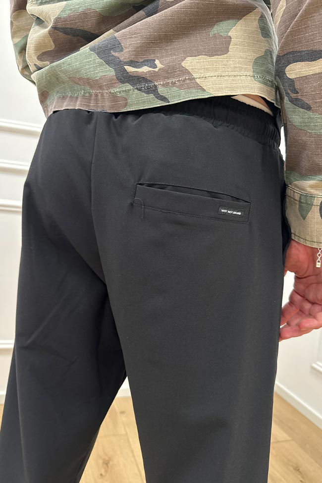 Why not brand - Pantaloni neri con elastico e lacci in corda