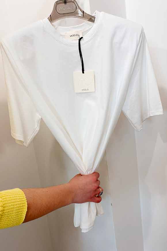 Vicolo - T shirt bianca spalline imbottite
