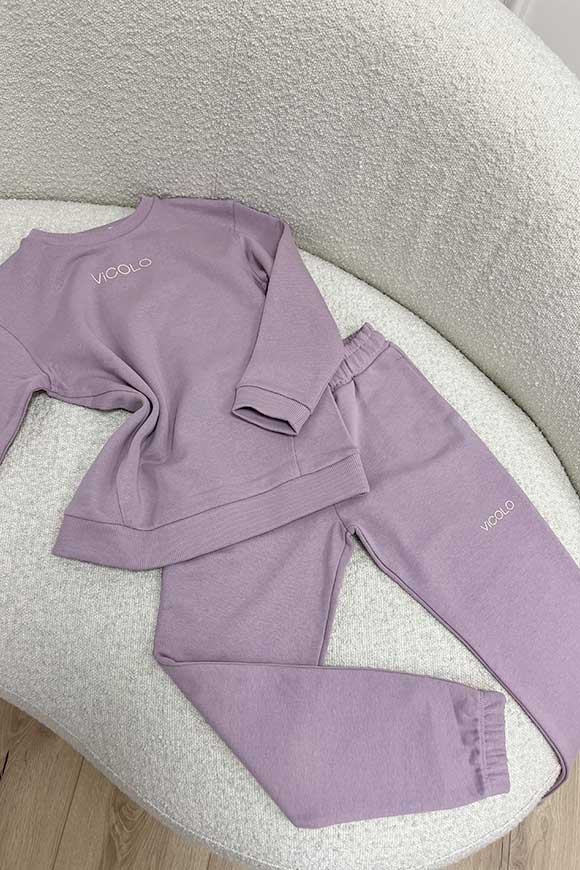 Vicolo Bambina - Coordinato lilla felpa e pantalone in felpa