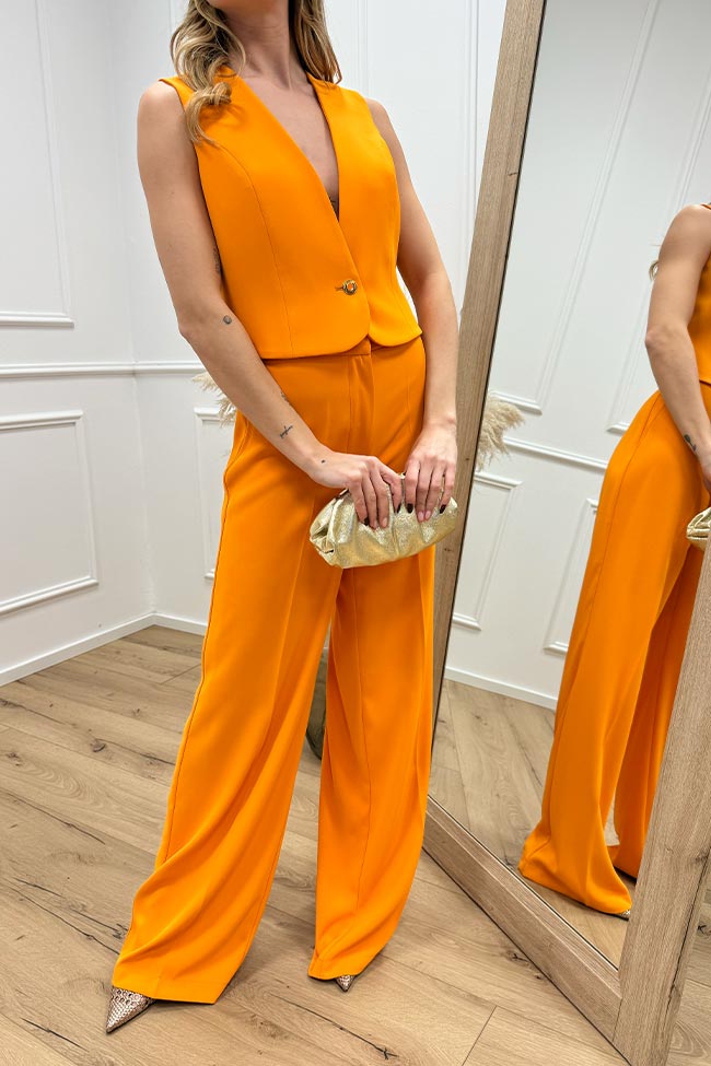 Silence Limited - Gilet arancio con bottone gioiello