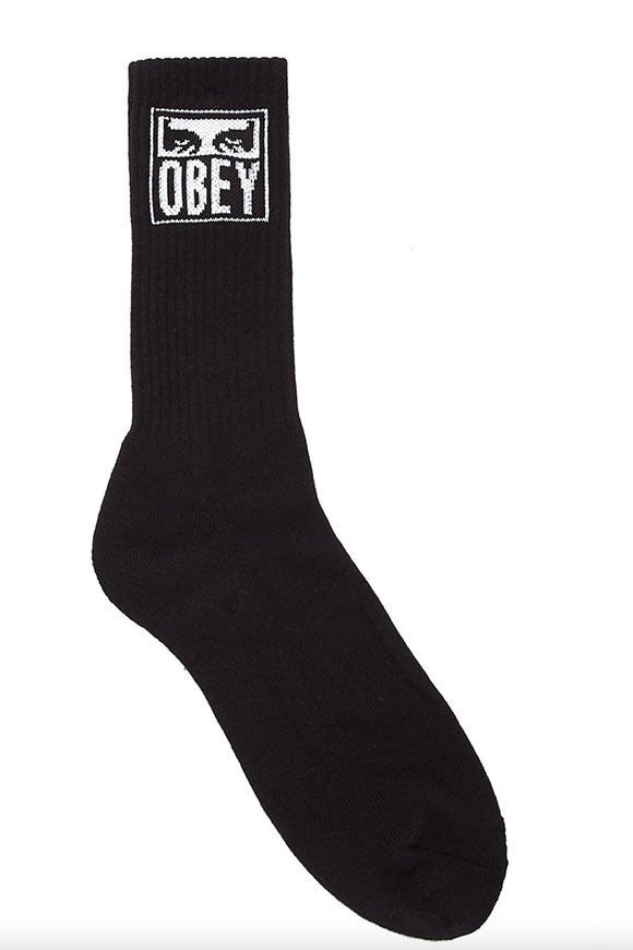 Obey - Black sock with white printed logo in contrast