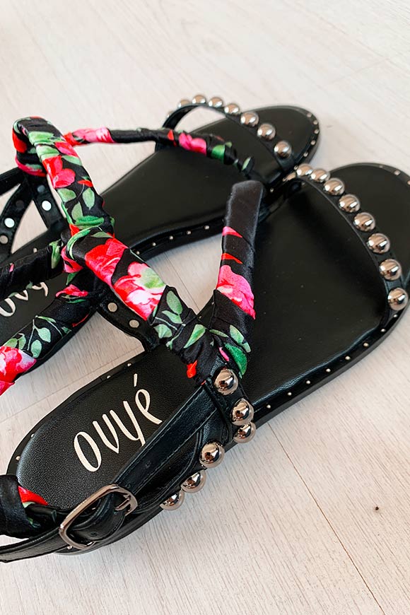 Ovyé - Sandals with floral scarves and studs