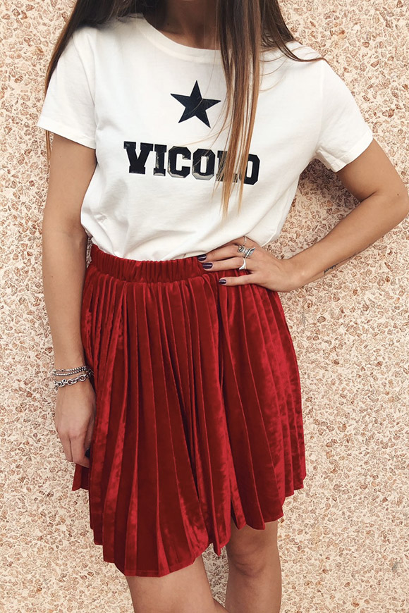Vicolo - Red plisset velvet skirt
