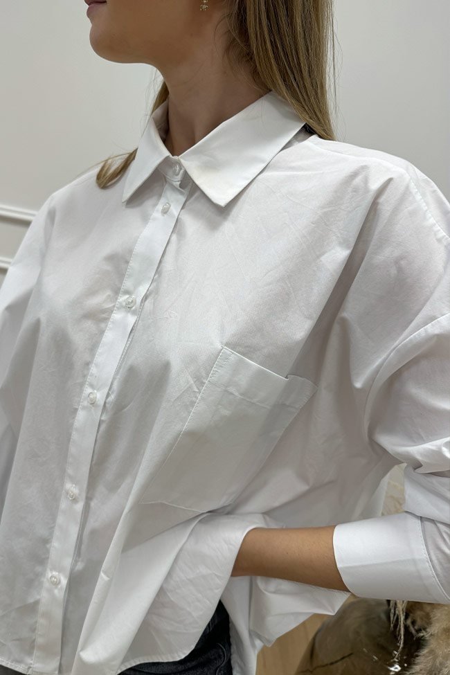Haveone - Camicia bianca oversize fondo irregolare