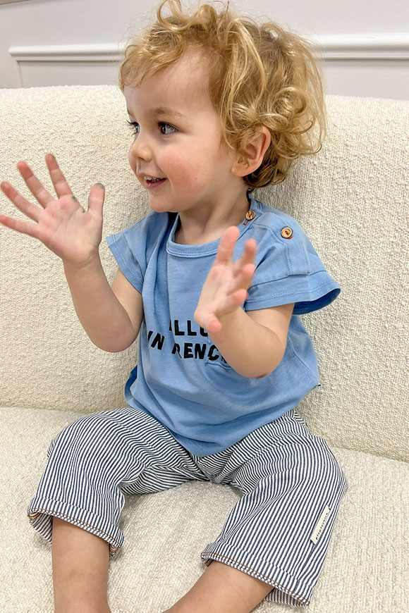 Piupiuchick - Tshirt baby blue con stampa "hello in franch"