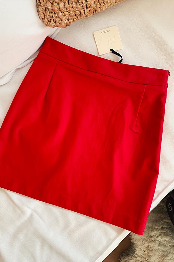 Vicolo - Red skirt in faux leather tube