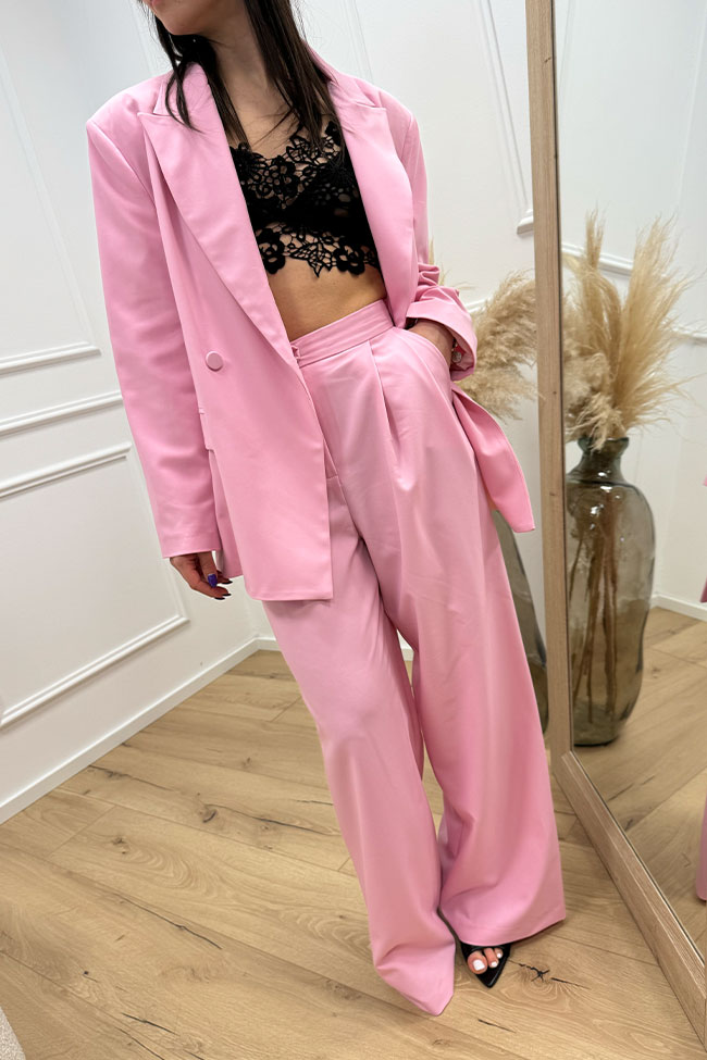 Haveone - Giacca oversize rosa con cintura