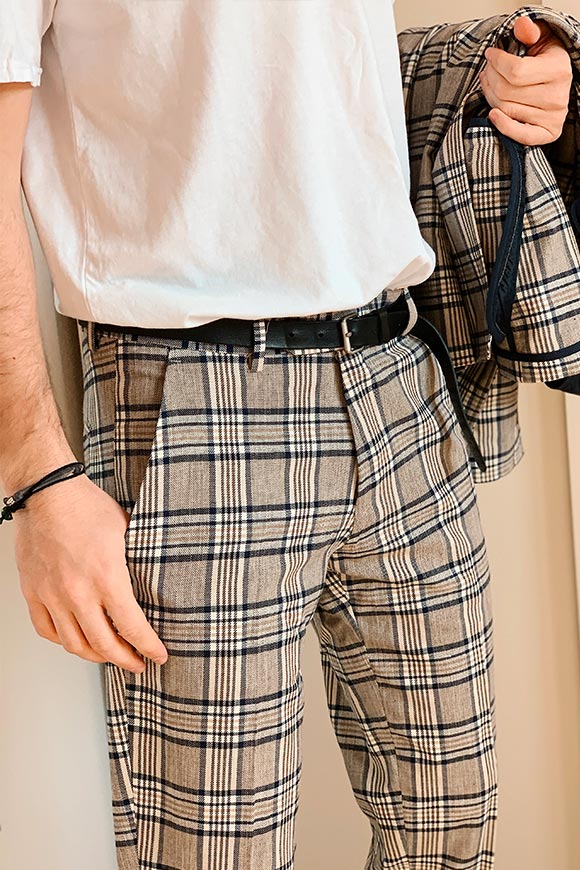 Gianni Lupo - Plaid trousers beige and blue