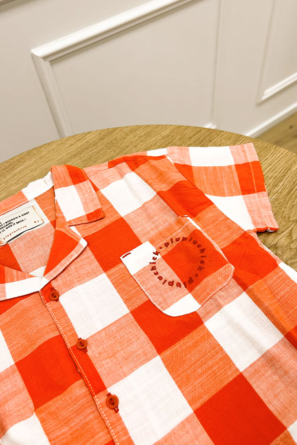 Piupiuchick - Camicia a scacchi arancioni e bianchi