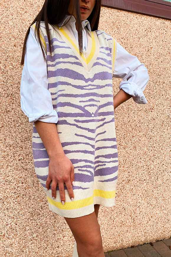 Vicolo - Shaved lilac zebra waistcoat dress