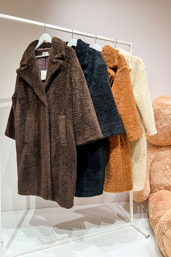 Vicolo - Oversized dark brown teddy coat