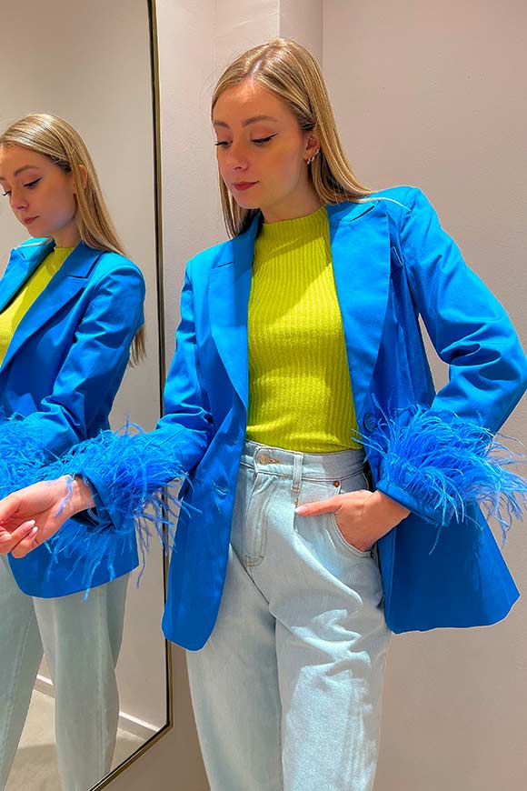 Tensione In - Bluette jacket in cotton gabardine with feathers