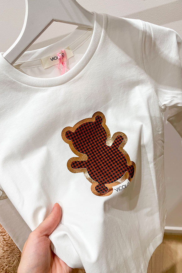 Vicolo Bambina - White long sleeve t-shirt with teddy bear print