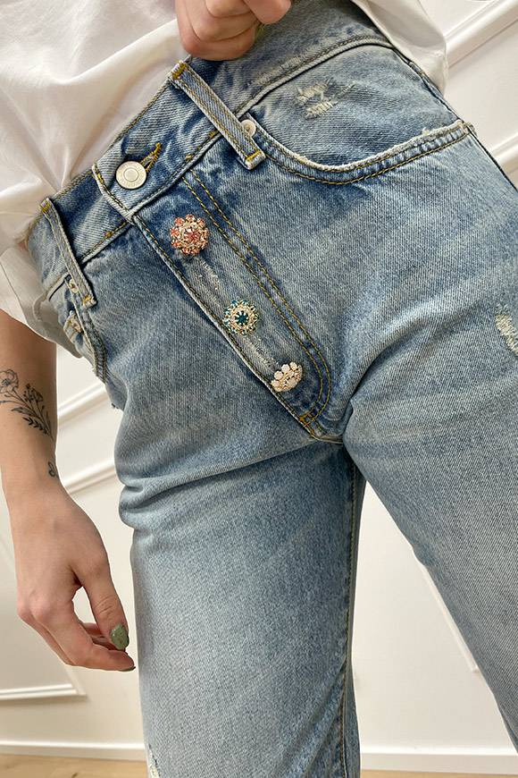 Vicolo - Jeans straight con bottoni gioiello multicolor