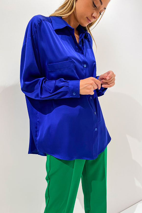 Vicolo - Bluette shirt in oversized satin with pockets