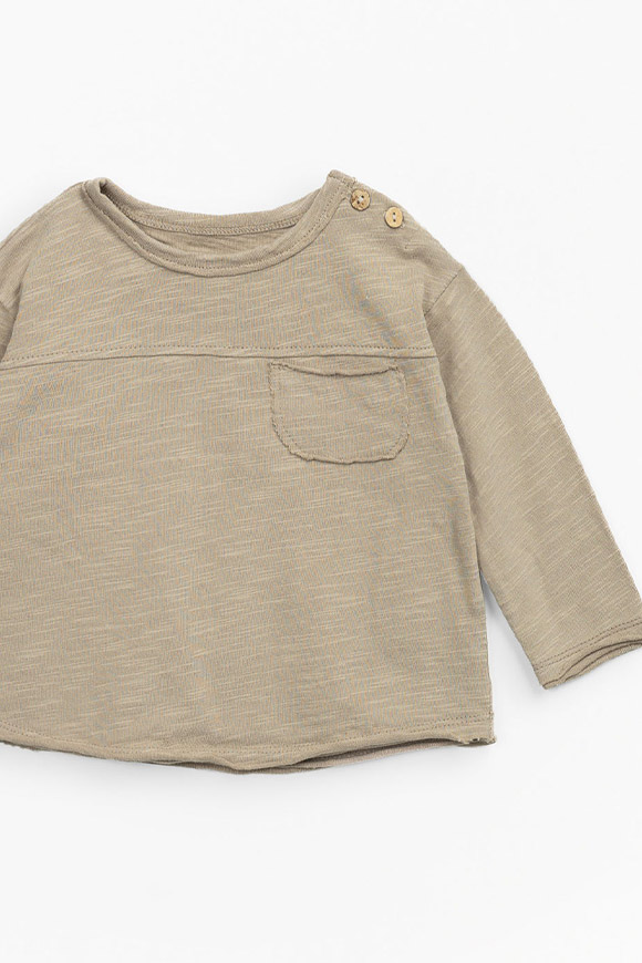 Play Up - T shirt beige con bottoni in cocco