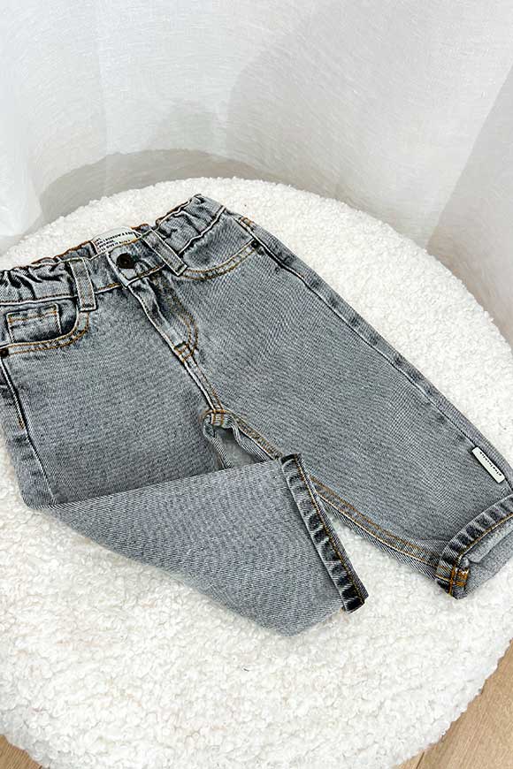 Piupiuchick - Pantaloni baby in denim grigio lavato unisex
