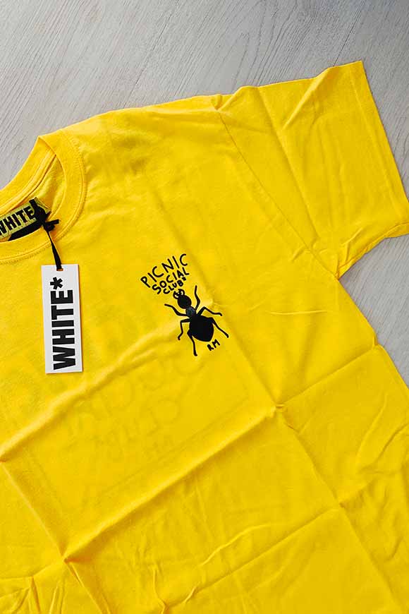 White - Yellow printed t shirt