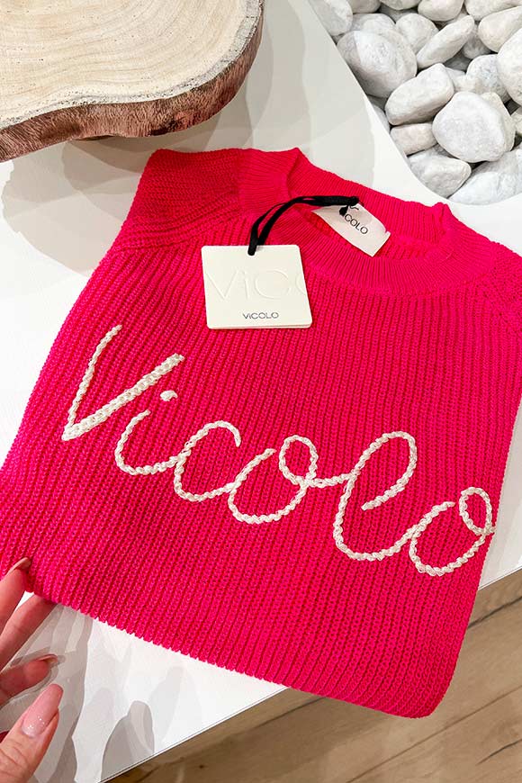 Vicolo - Strawberry sweater with white "Vicolo" logo
