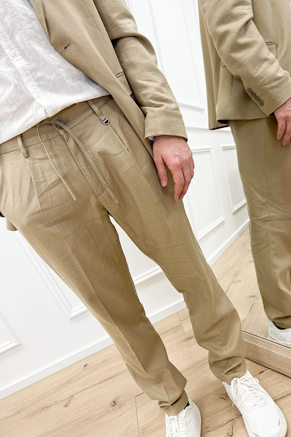 Antony Morato - Pantaloni cammello skinny fit in misto lino stretch