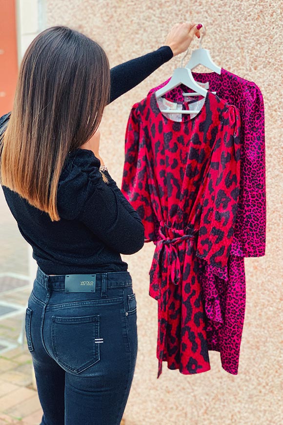 Kontatto - Fuchsia-effect leopard print dress