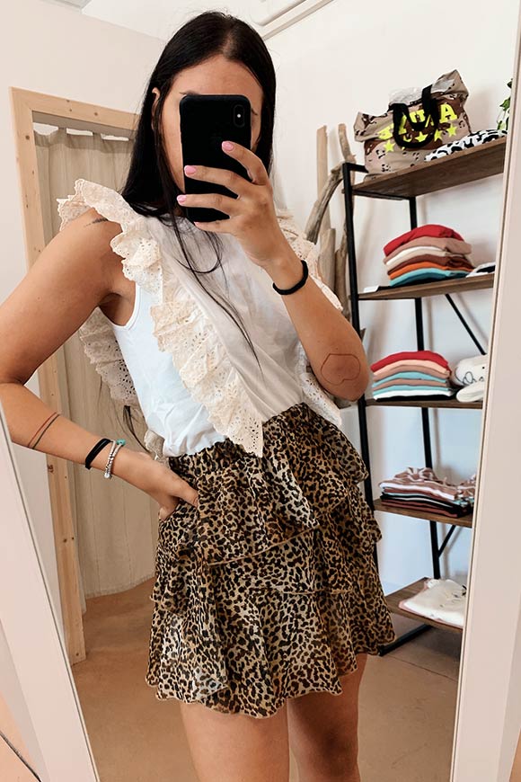 Vicolo - Leopard skirt with irregular flounces