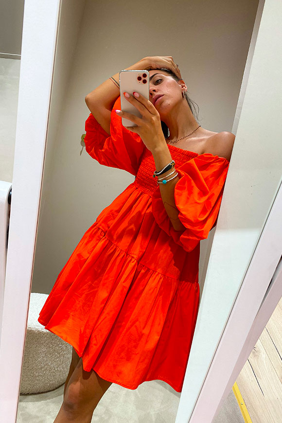 Vicolo - Puff sleeve orange dress