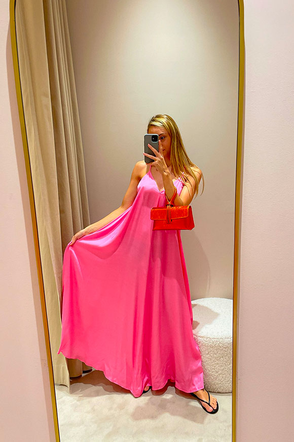 Vicolo - Long pink dress with deep neckline