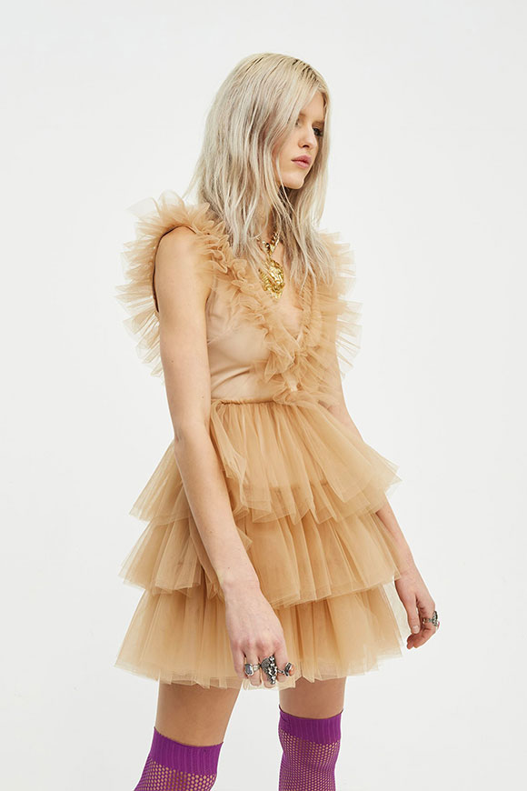 Aniye By - Vestito Rouches tulle nude